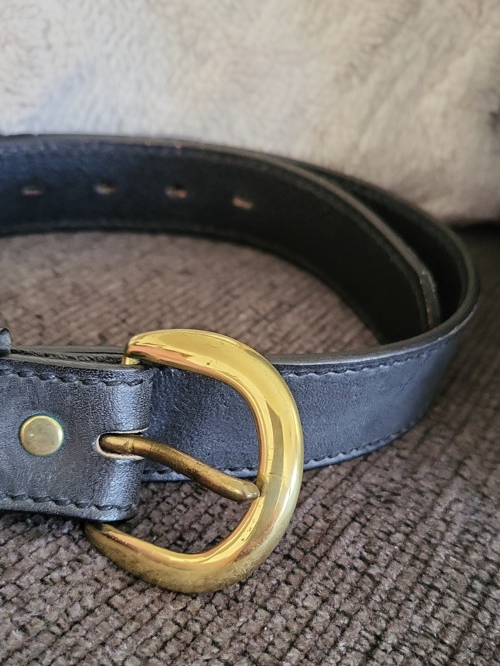Vintage Cornell Mens Shop Black Leather Belt Size 32